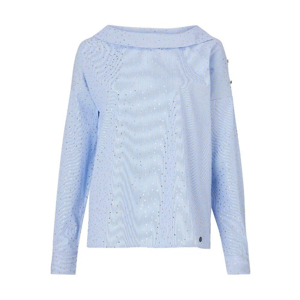 NWT NUMPH Metallic Gold Dot Blouse Light Blue Gold Buttons Size XS